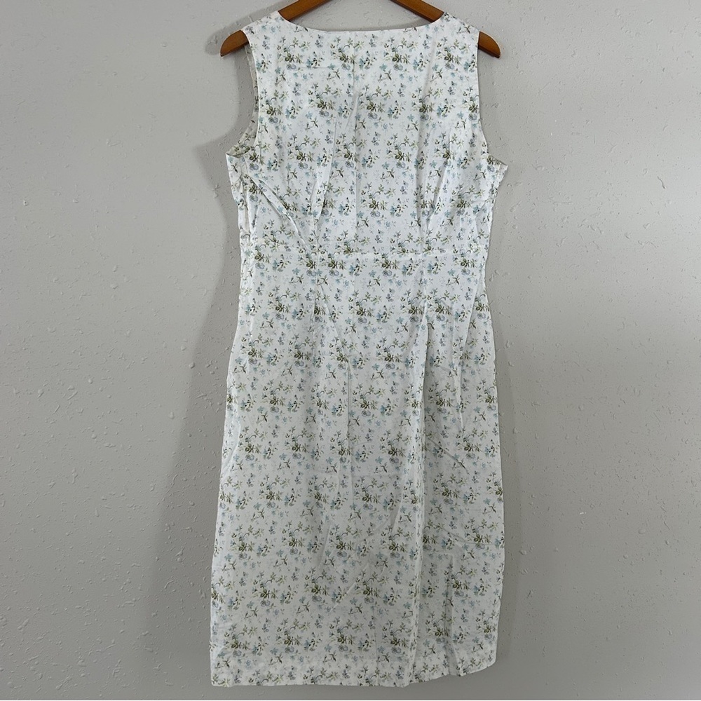 Vintage Laura Ashley White Floral Midi Dress Lightweight Summer Casual Size 12 - Picture 7 of 11